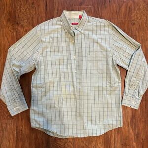 IZOD Green Checkered Button Down Shirt Men’s Size Large